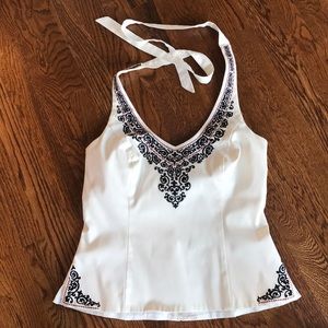 White halter top with embroidery
